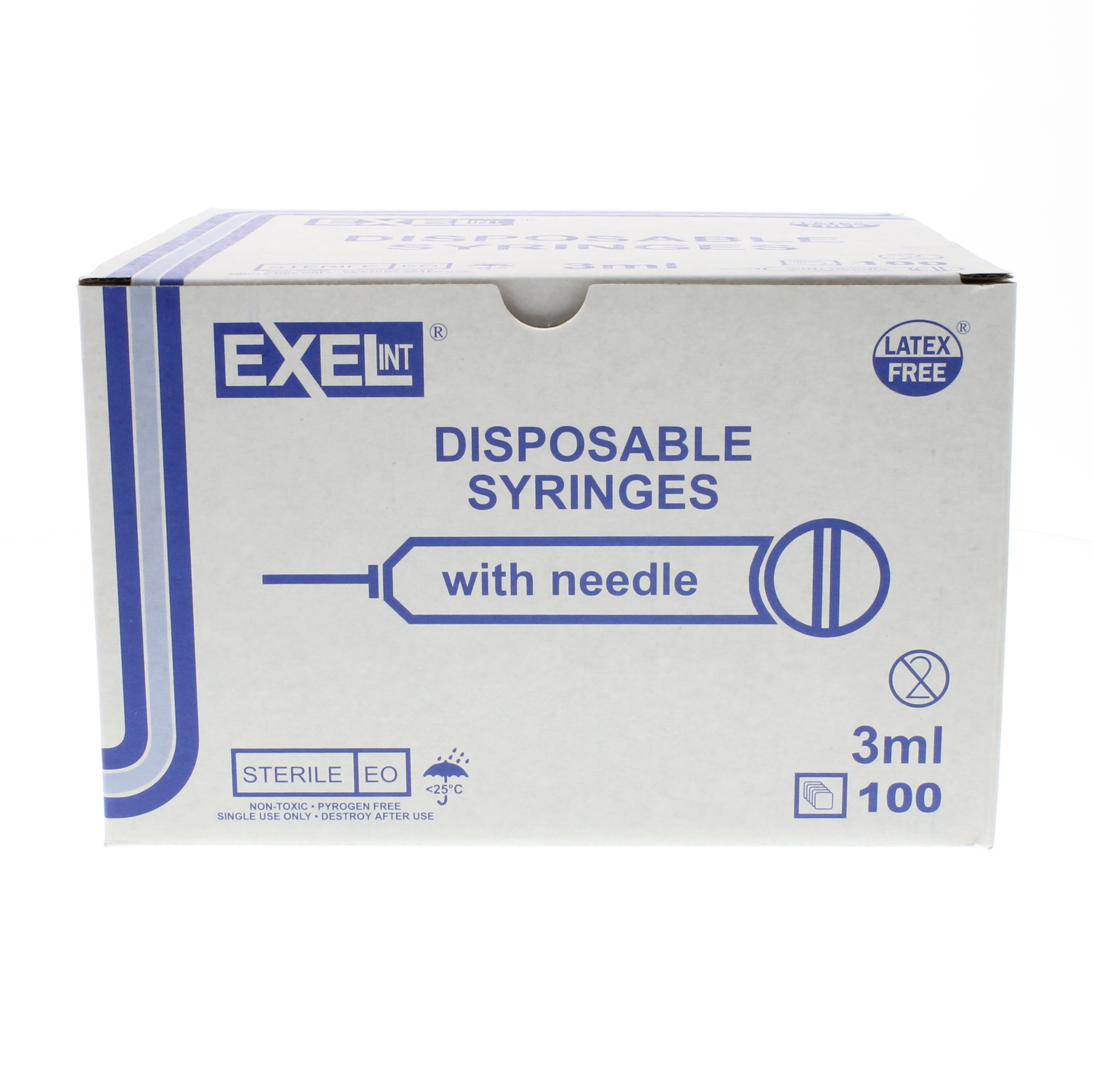 Exel 3cc Syringe w/27g x 1¼ Inch Needle - Box/100